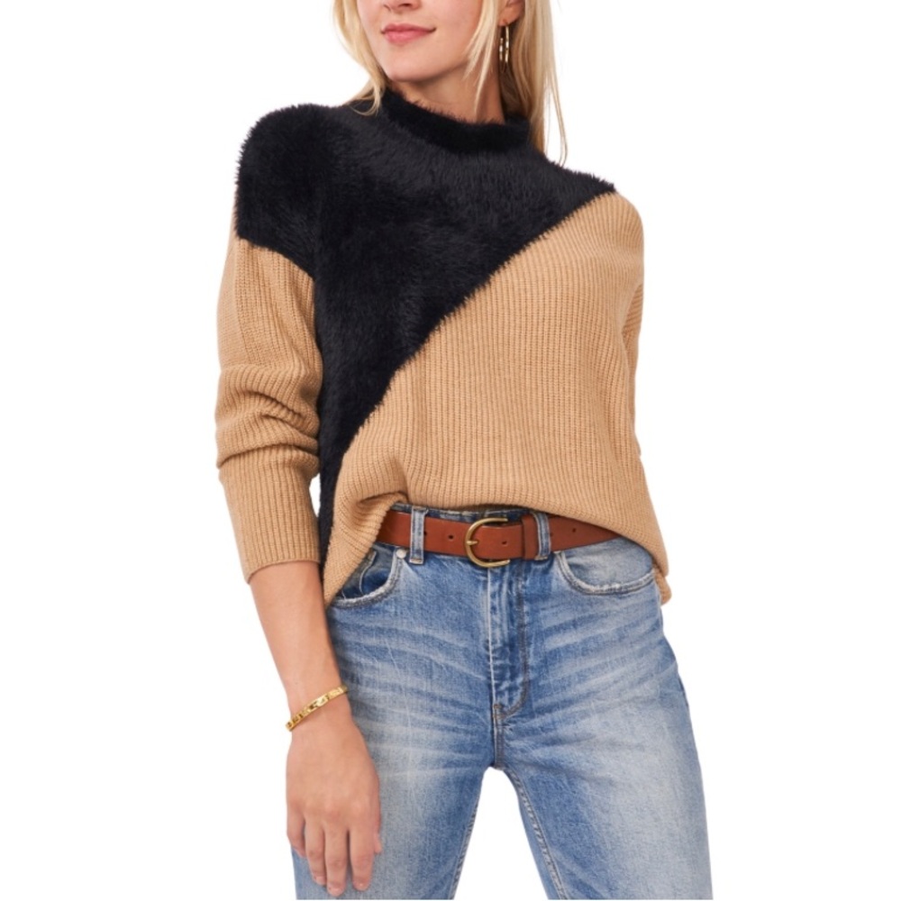 Vince Camuto Asymmetrical Colorblocked Sweater. Size M